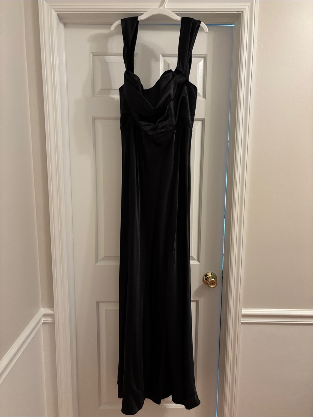Elegant Black Maxi Dress with Draped Bodice